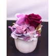 東京都新宿区しのざきの花　白の可愛いココットに入ったプリザーブドフラワー「紫系」